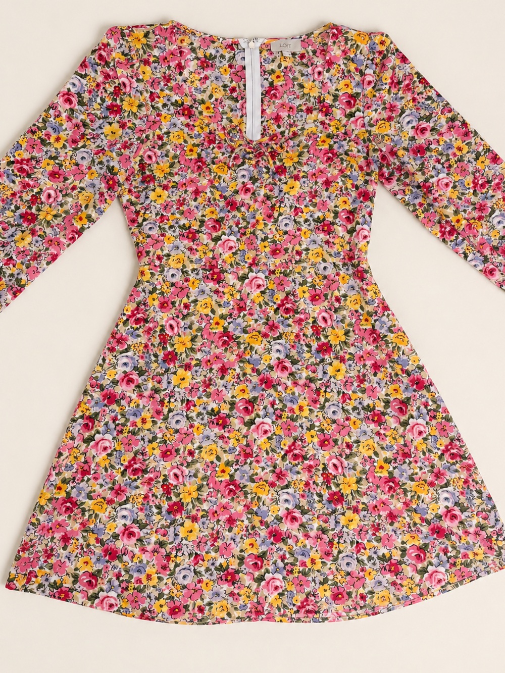LOFT Outlet Floral Tie-Front Dress Size 2 - Picture 1 of 8